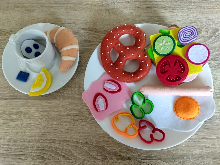 Śniadanie z filcu, 18 elementów, zestaw rozszerzony