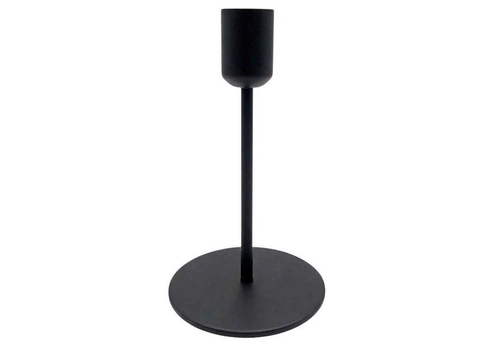Świecznik czarny metalowy lichtarz glamour na nóżce na stół wesele święta 14 cm