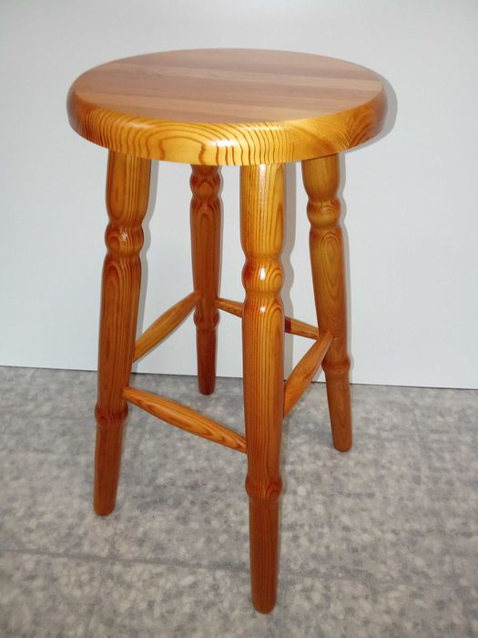 Taboret drewniany sosnowy 60 cm Półbarowy PRODUCENT MEBLI