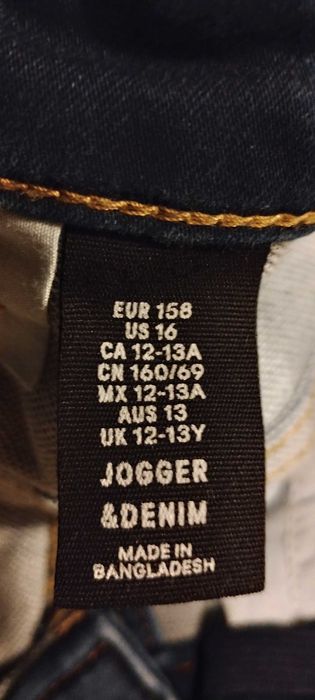 Spodnie jeansy chłopięce H&M jogger denim 158, stan idealny