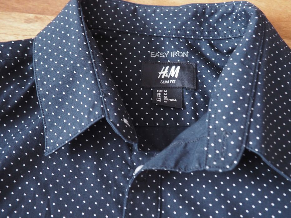 Koszula męska czarna w białe kropeczki r. M - H&M
