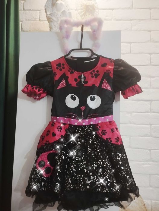 Strój kotek kot sukienka r 2/3 lata r 92/98 opaska