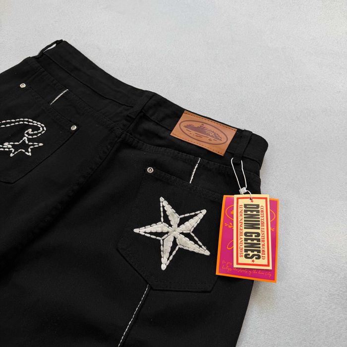 Джинсові шорти Corteiz C-Star Denim Джинсовые Шорты Кортез Черные Синие Голубые
