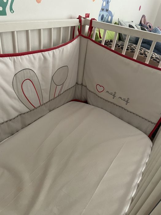 Cama de Criança Completa (Berço Naf Naf) + Colchão + Edredon + Proteçã