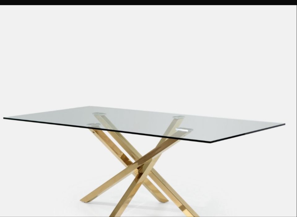 Mesa jantar pé dourado