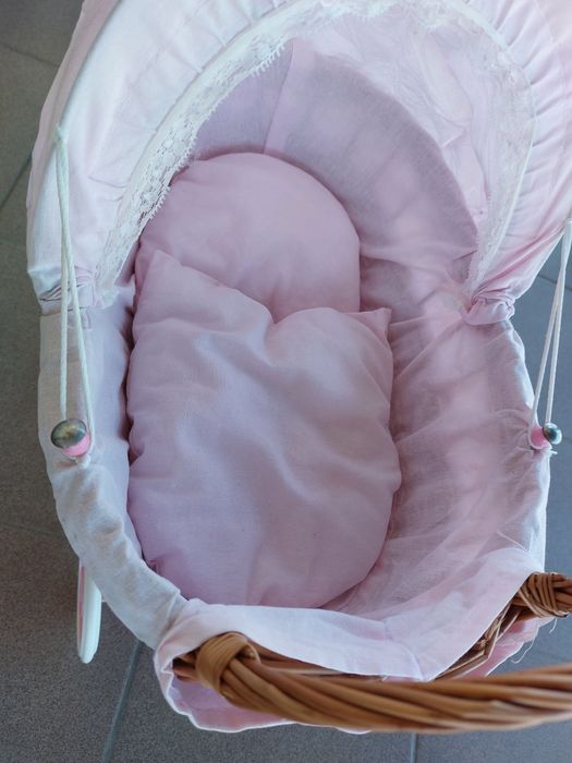 Wózek dla lalek wiklinowy różowy