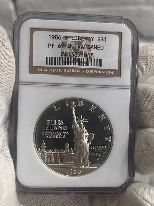Срібна монета 1$ "Liberty" 1986 S, NGC PF69 Ultra Cameo