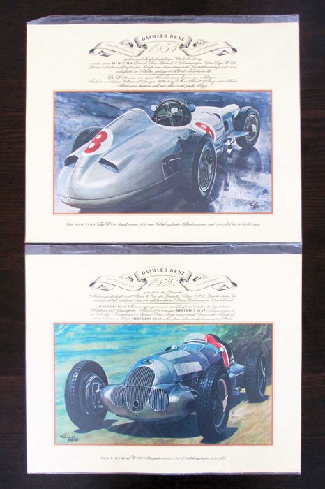 Automóveis clássicos de competição - 10 gravuras