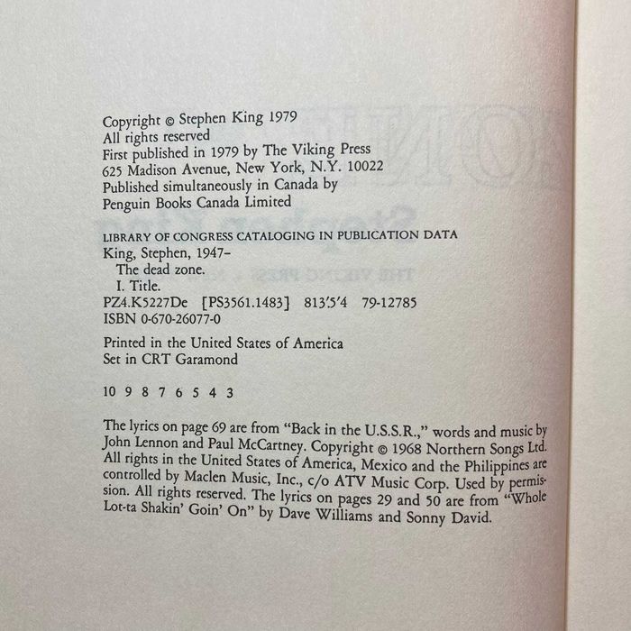 The Dead Zone (1st edition, 1st printing) - Stephen King