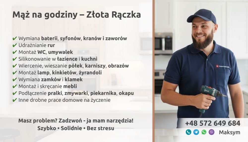 Mąż na godziny Wrocław – Złota Rączka, drobne naprawy, montaż