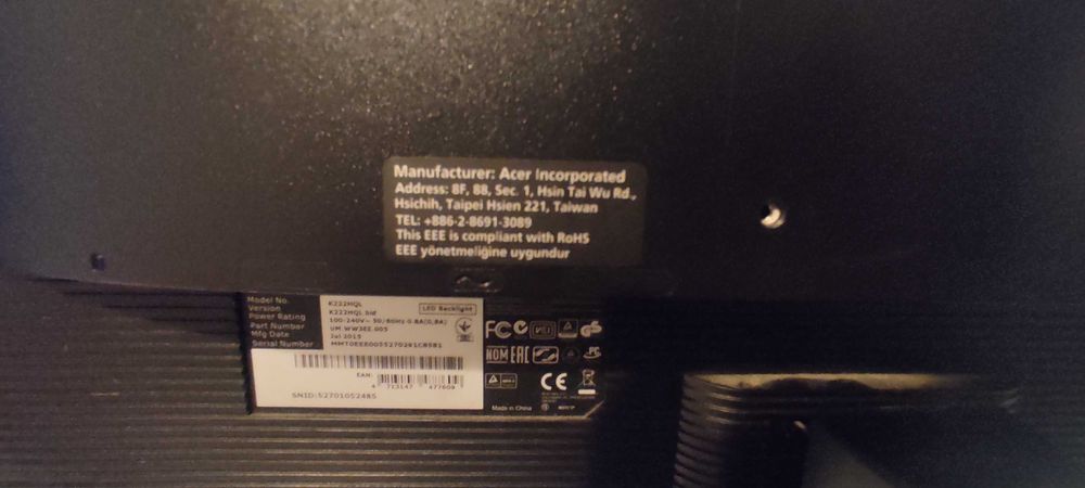 Acer monitor K222HQL