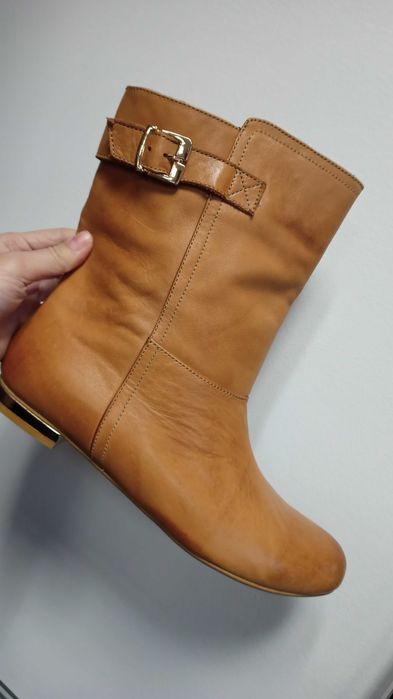 Шкіряні чоботи рижі 40 розмір