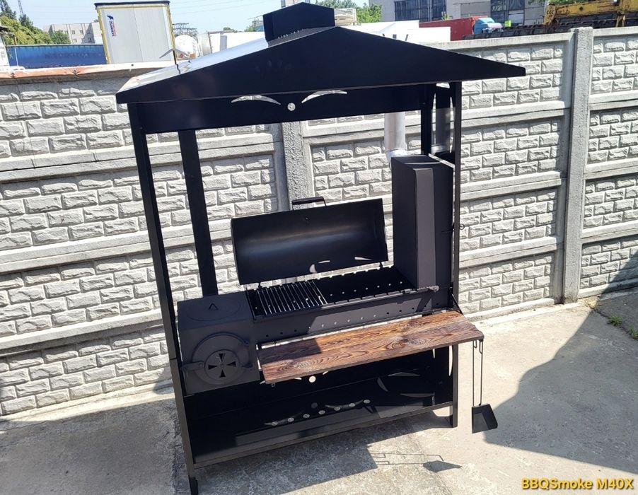 4мм! Від Заводу! Мангал Смокер Барбекю з Кришою / Коптильня / з Пічкою