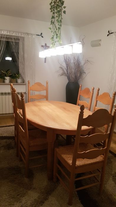 Dębowy stół + 6 krzeseł
