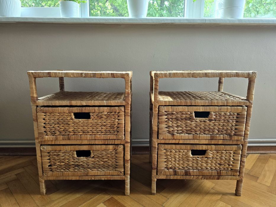 Komplet 2 szafek nocnych plecionych / wiklinowych – 62x45x35