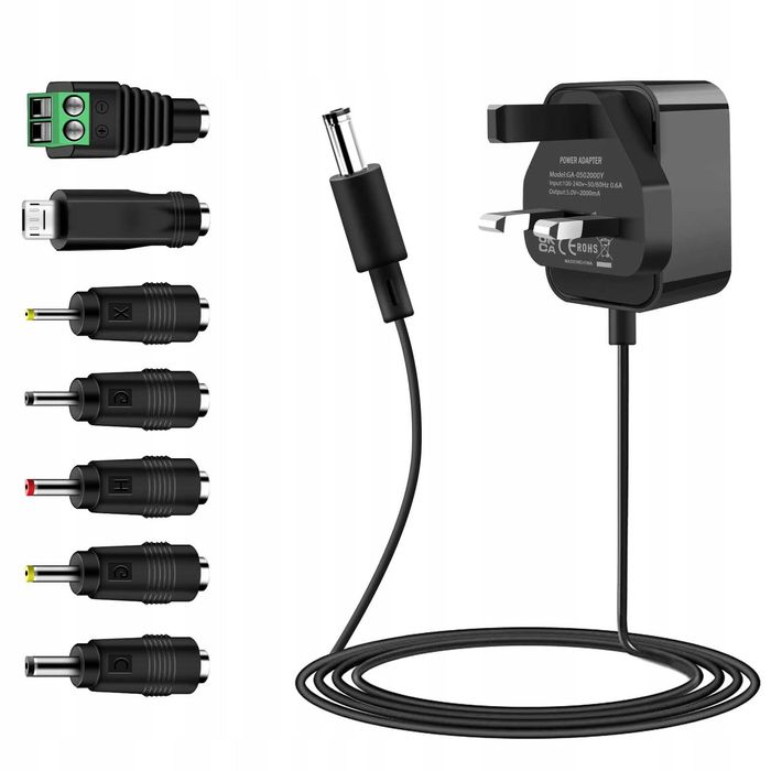 Zasilacz uniwersalny 12 V 1 A z 7 złączami 12W