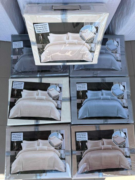 Постільна білизна Євро Сатин Страйп 100% cotton БЕЗ ГУМКИ