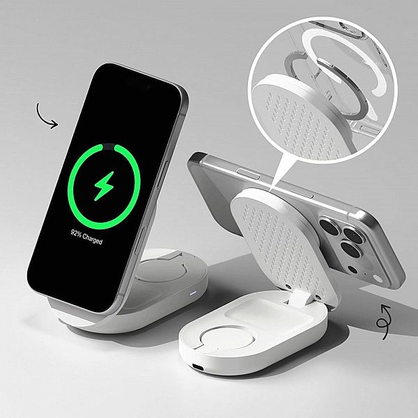 Ringke 3In1 Magnetic Magsafe Wireless Folding Charger 25W Qi2.2 White