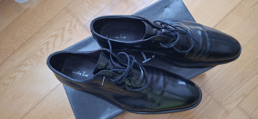 Sapatos Homem Preto Liso Suits Inc Tam 42 como NOVOS
