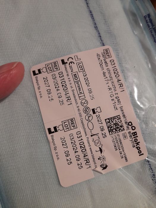 Serweta chirurgiczna z gazy bawełnianej  sterylna