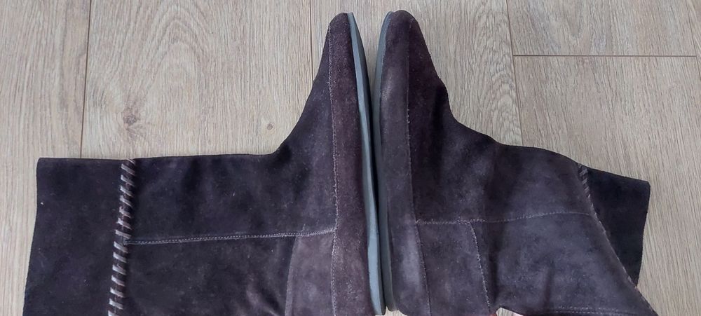 Kangol r.38 brązowe zamszowe kozaki do połowy łydki