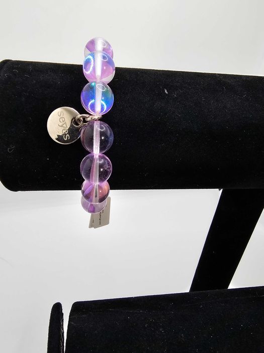 Bransoletka HANDMADE elektrokwarc, na gumce jubilerskiej.
