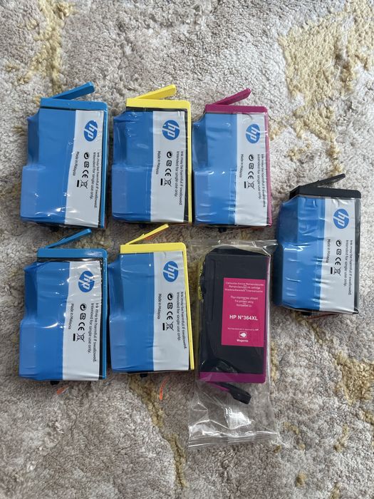 Pack HP 364 original e completo (preto, ciano, magenta e amarelo) + oferta de 1 amarelo e 1 ciano originais e 1 magenta reciclado. Todos lacrados