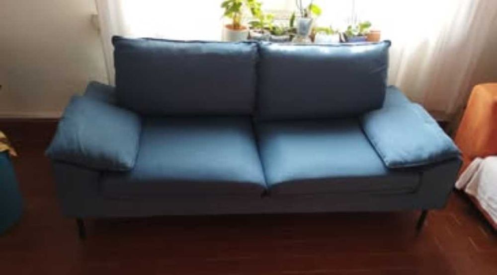 Sofá alto de dois lugares, azul, Superdecor.