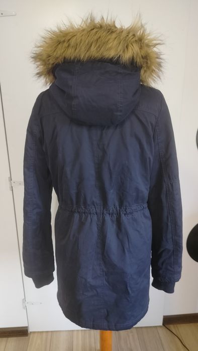 Kurtka parka płaszcz damska granatowa futerko cropp
