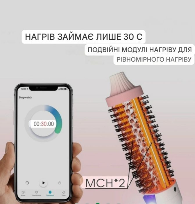 Професійна термощітка K&K Thermal Brush.Рожева,салонна укладка.