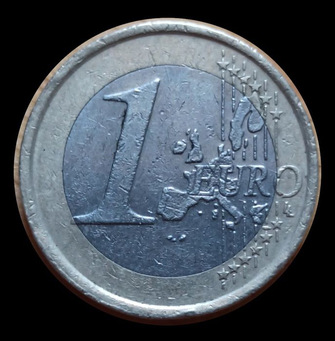 Редкий 1 евро 2002 Ирландия с посторонними элементом
