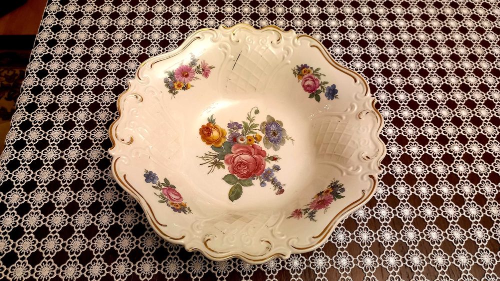 Stara porcelana Rosenthal Reichenbach misa złocona patera na stopach