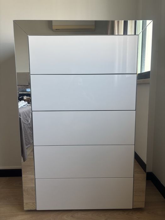 Mobilia quarto - Comoda de quarto de luxo branca e espelhada