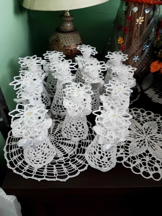 Pamiątka Komunii Świętej szydełkowy aniołek