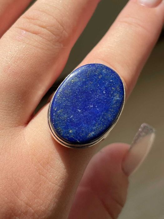 Кольцо с  лазуритом, посеребренное, размер 20.5