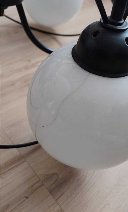 Żyrandol lampa sufitowa Teldon 1 czarna okrągłe klosze PRL