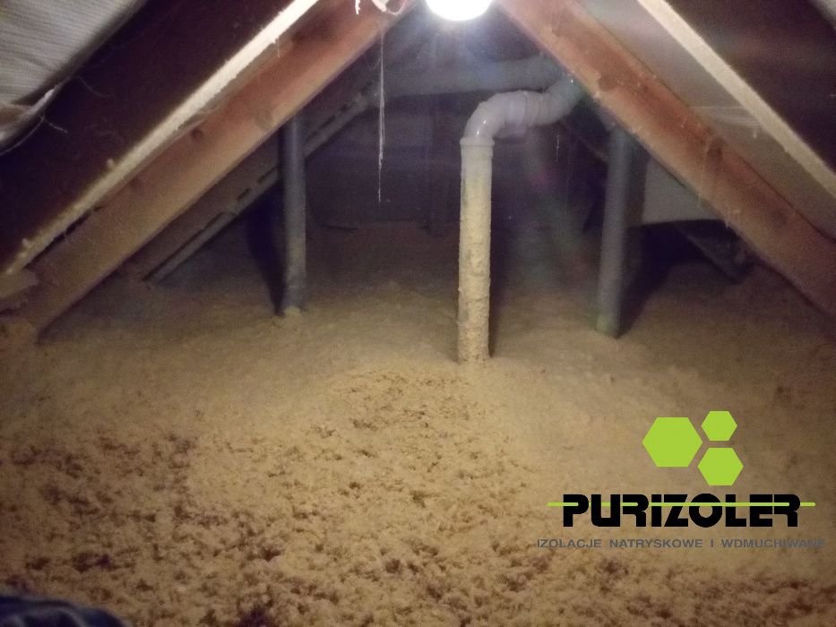 Ocieplenia poddaszy docieplenia- wdmuchiwanie celulozy wełny piana PUR