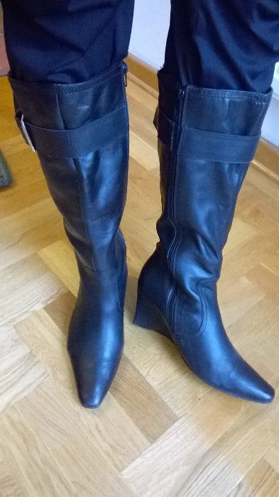 Skórzane kozaki damskie roz 43