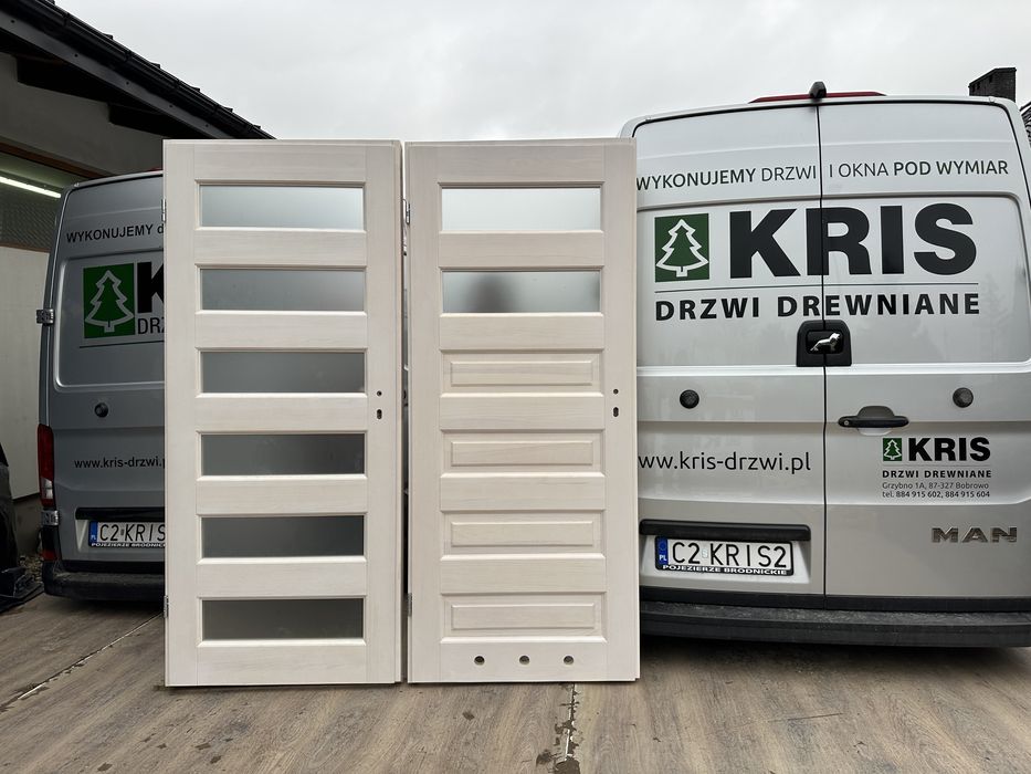 Drzwi wewnętrzne drewniane OD RĘKI sosnowe bielone Dostawa Cała Polska