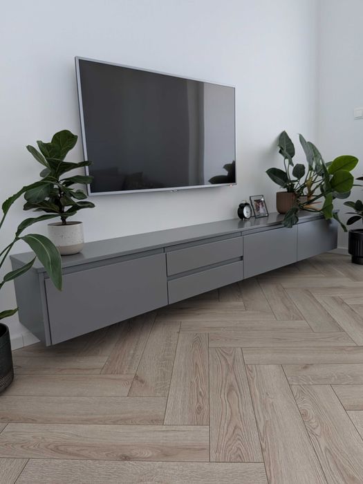 Szafka RTV - lakierowana, matowa, szara