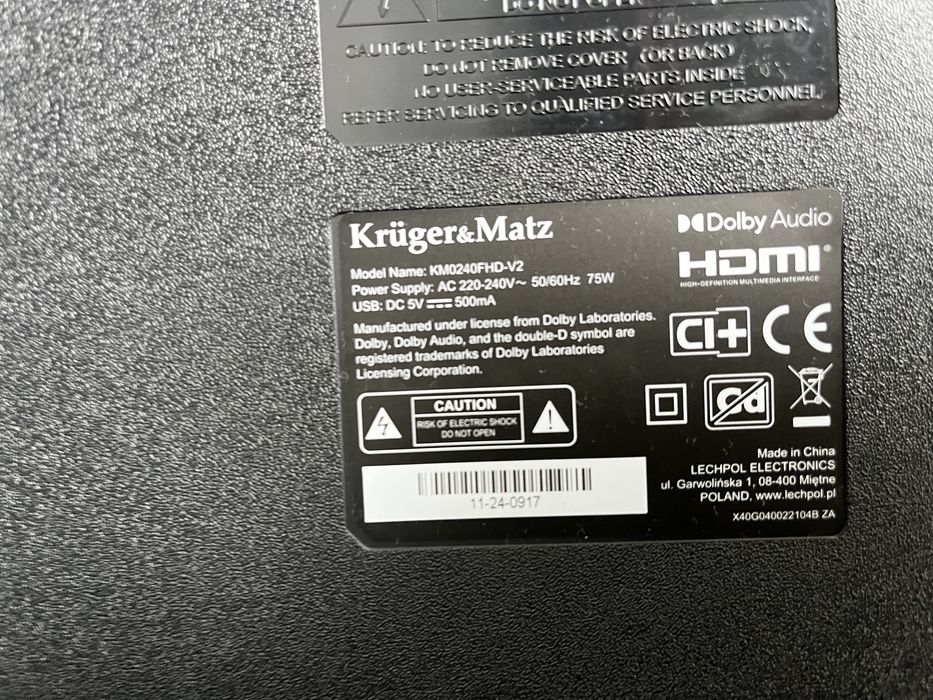 Telewizor Kruger&Matz 40" FHD smart DVB-T2/S2 H.265 Hevc