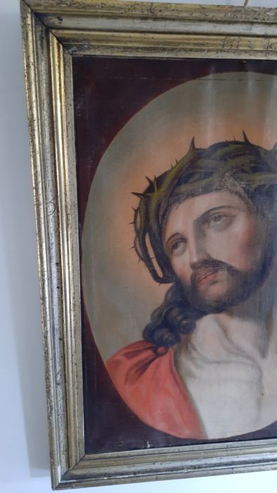 Stary obraz sakralny Jezus. Oleodruk