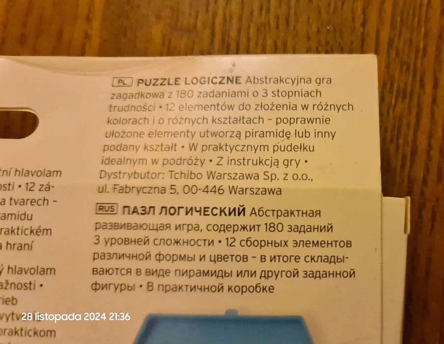 Puzzle logiczne Tchibo wersja podróżna 180 zadań