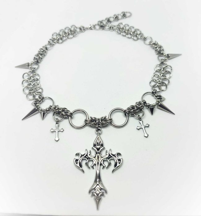 Choker stal chirurgiczna hipoalergiczny goth krzyże kolce