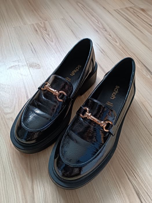 Mokasyny lakierowane błyszace schuh rozmiar 39 skóra lakierowana