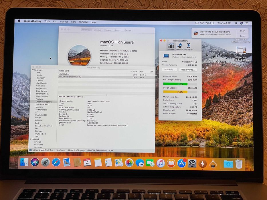 Macbook pro 15 late 2013 i7 2.6/16/512