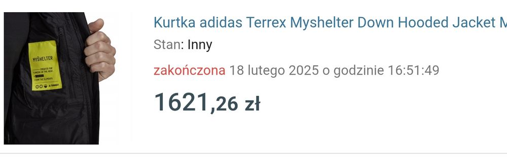 Nowa kurtka puchowa Adidas Terrex MyShelter Down S M membrana dry gtx