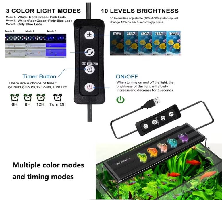 Світлодіодний USB світильник для акваріума.