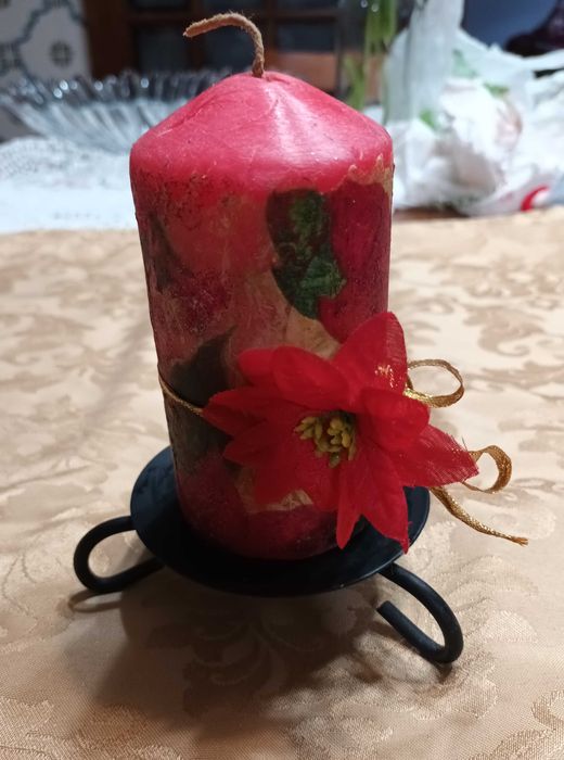 Vela de natal em suporte