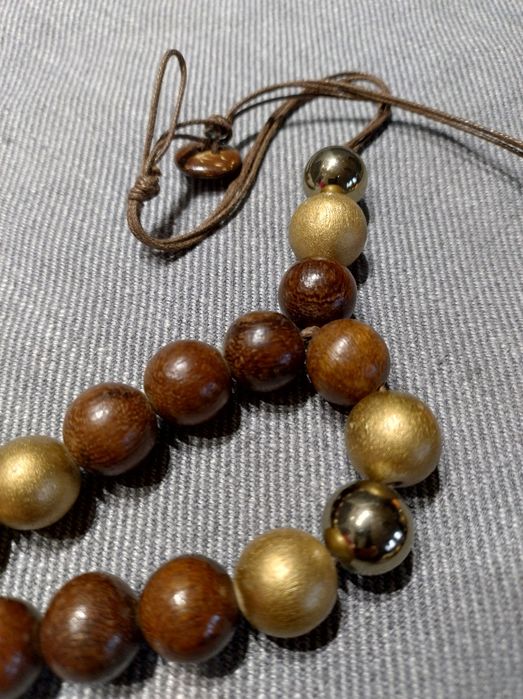 NOWY naszyjnik brązowy złoty